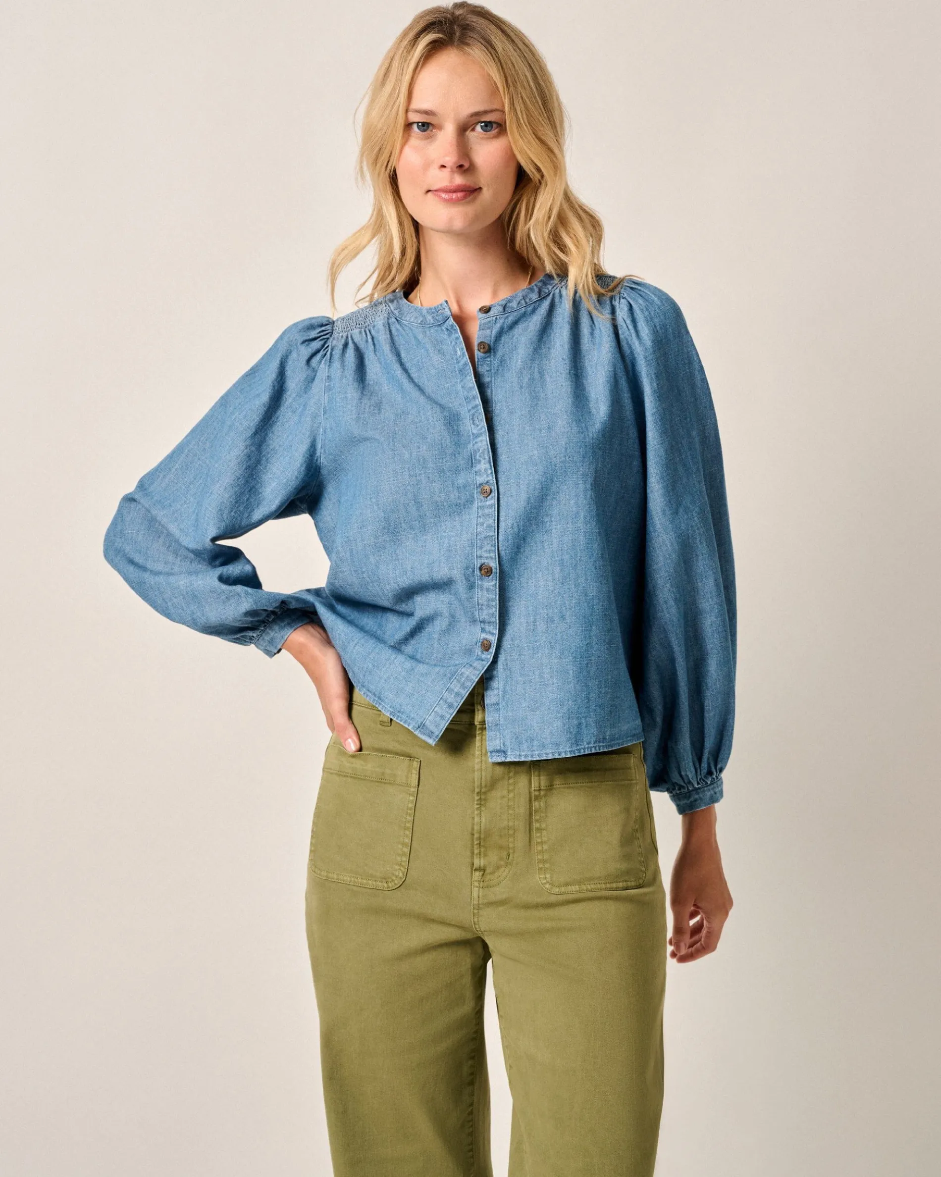 Blair Cotton Button Down Smock Blouse