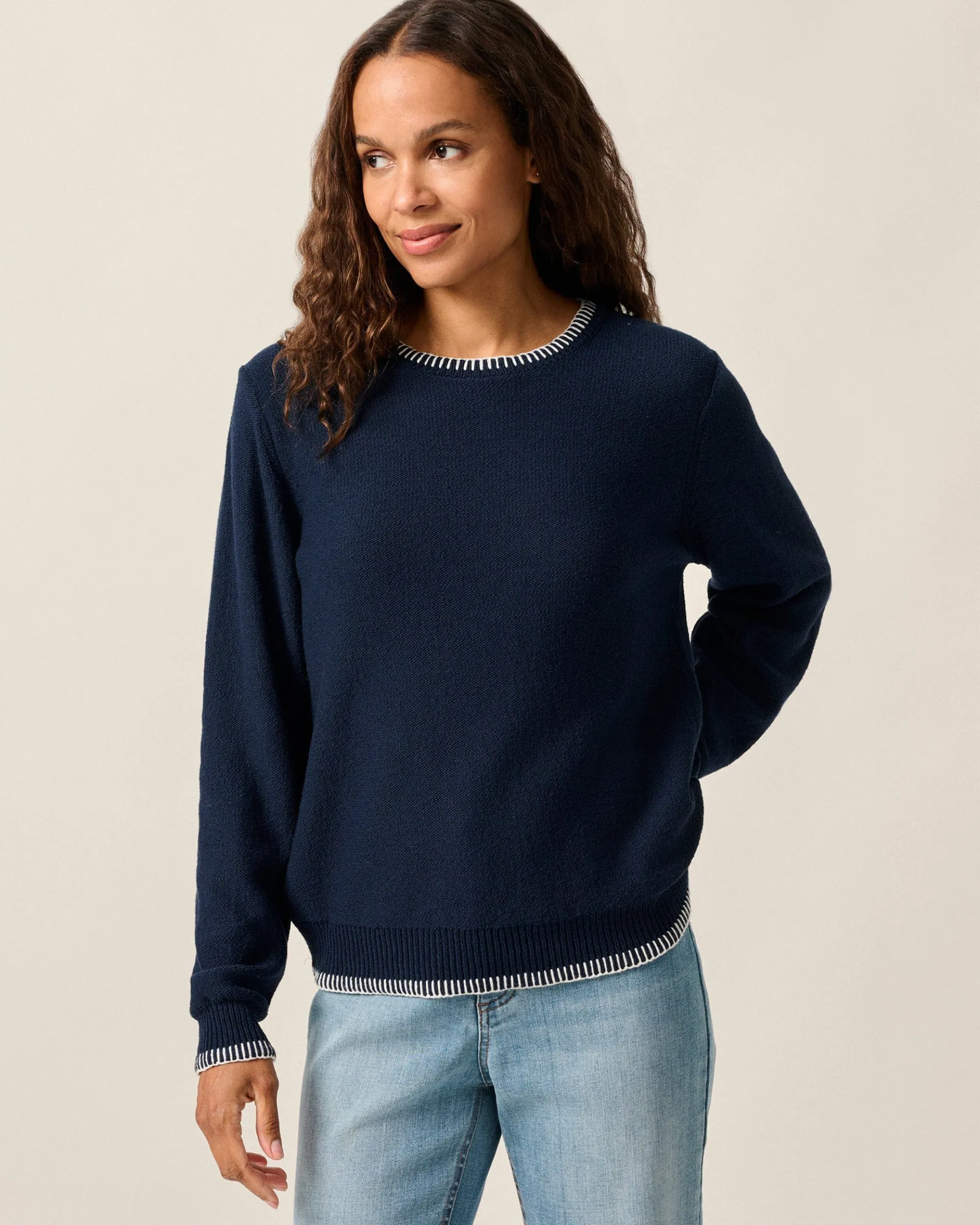 Blanche Cotton Blend Crewneck Sweater