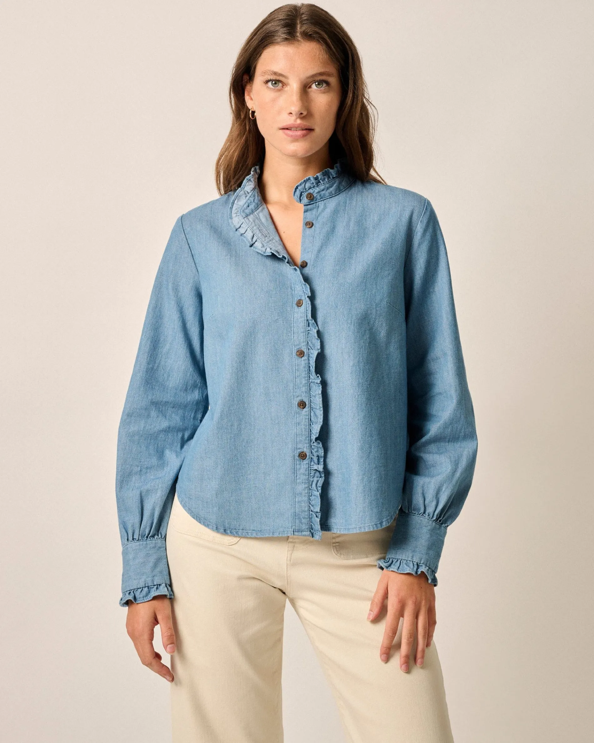 Layla Ruffled Chambray Blouse