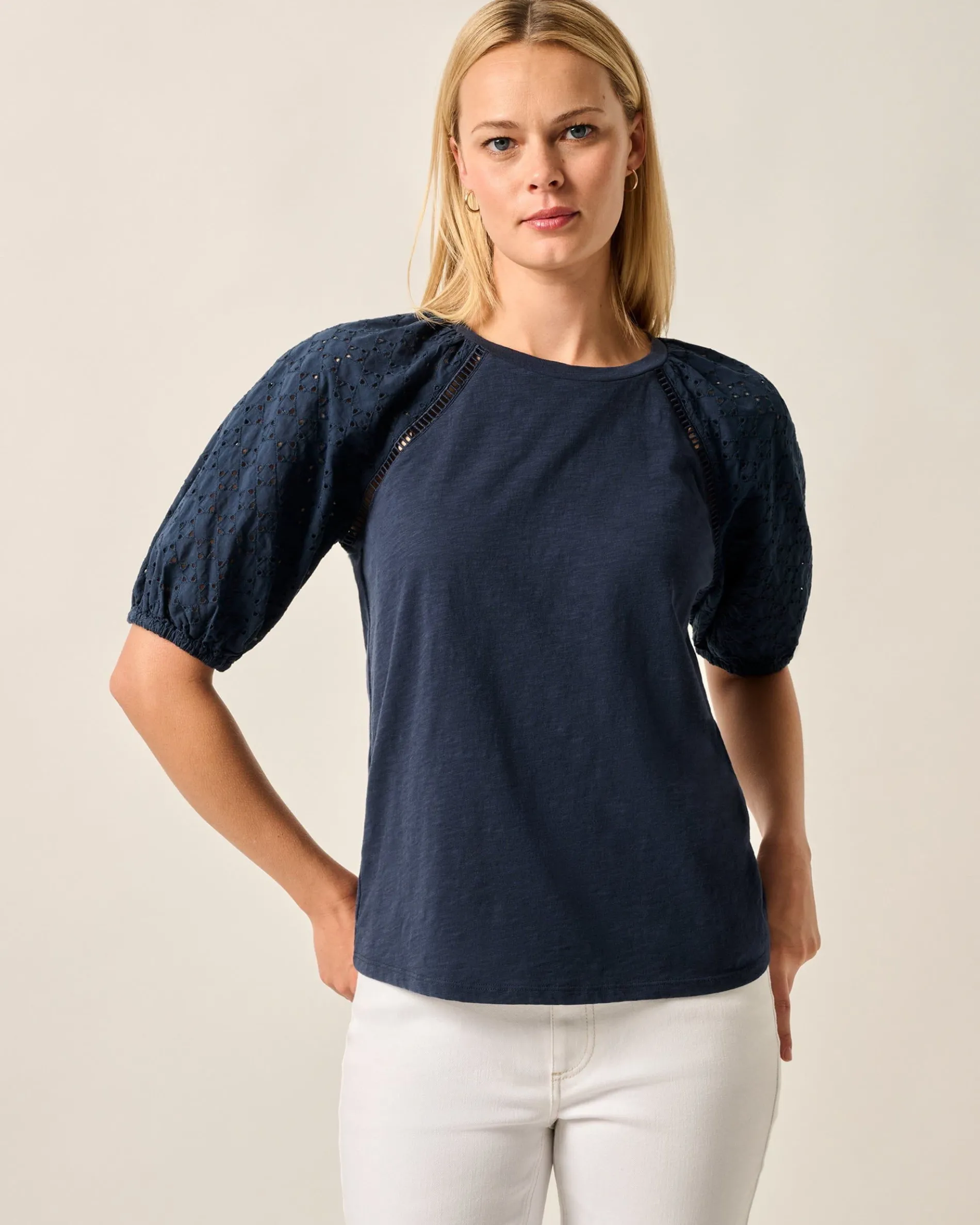 Lydia Eyelet Puff Sleeve Blouse