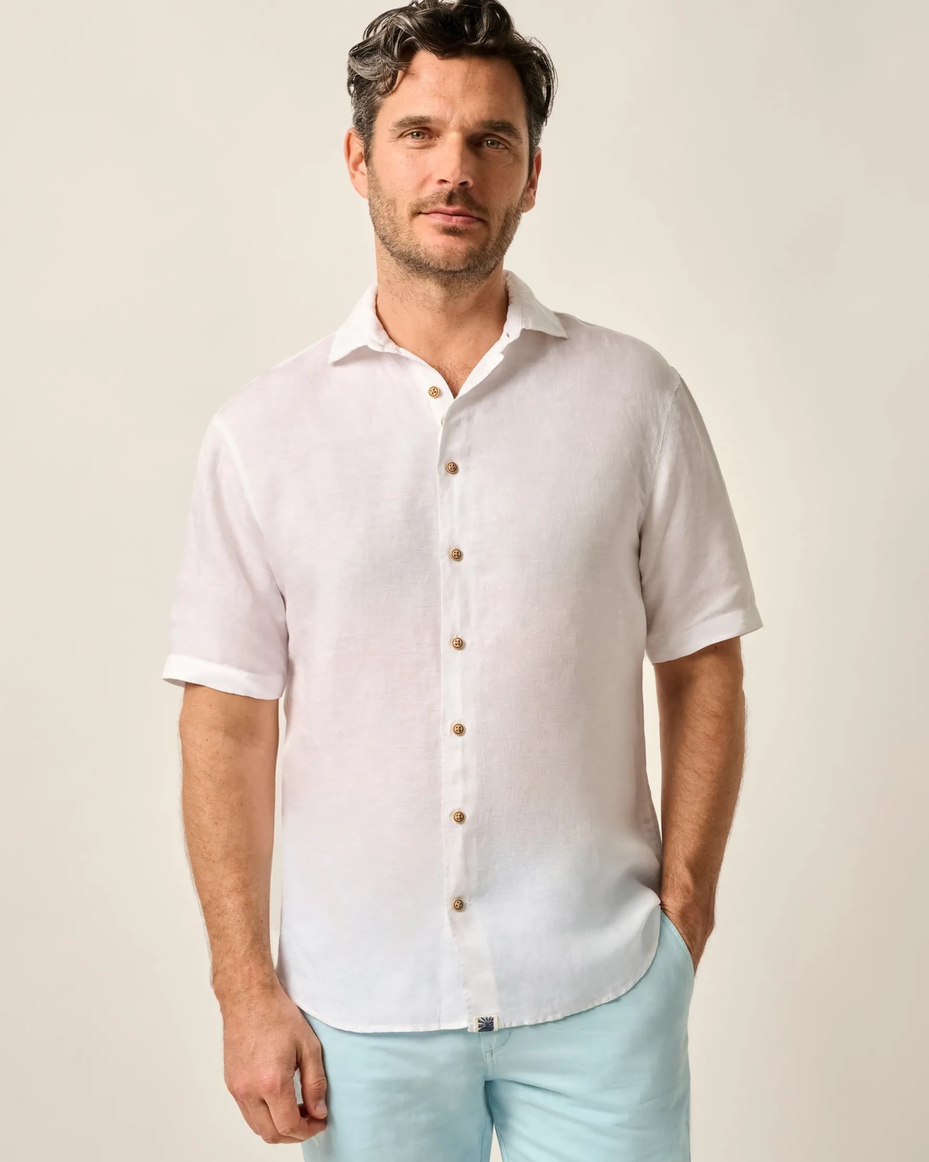 Short Sleeve Hangin' Out Linen Button Down Shirt - Gianni